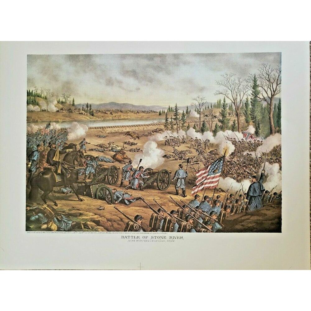 Vintage 1960 "Battle of Stone River" Kurtz & Allison Civil War Print NOS 79
